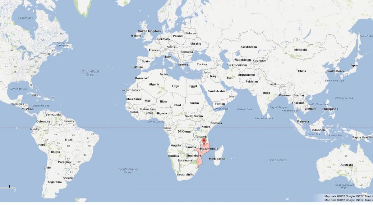 Mozambique en un mapa del mundo