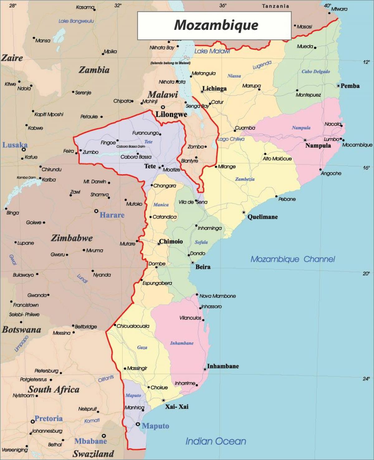 Mozambique en el mapa