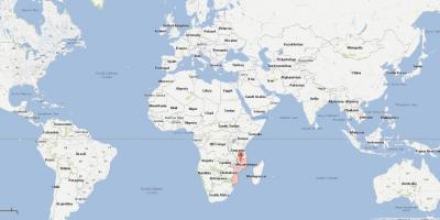 Mozambique en un mapa del mundo
